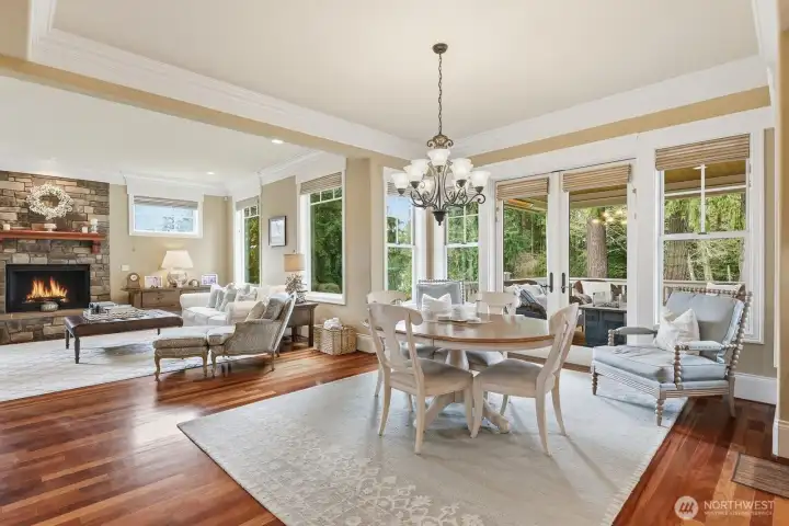 Informal dining with doors out to the heated covered deck.