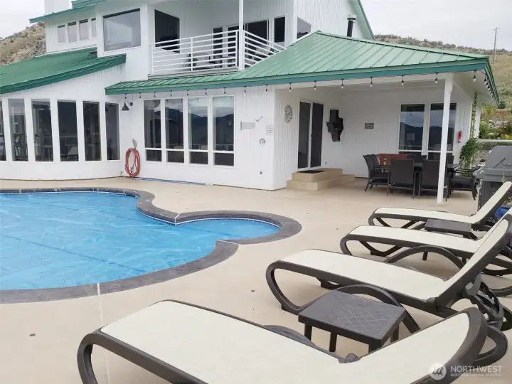 Large in-ground pool and deck