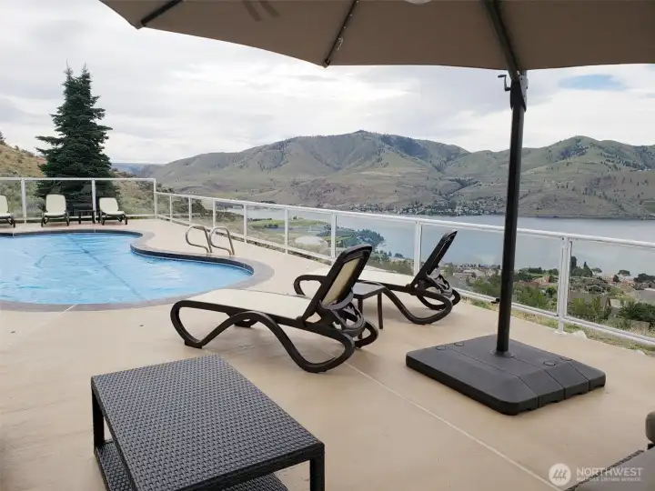 Large in-ground pool and deck