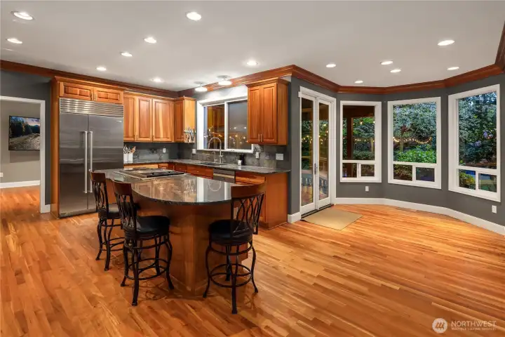 Kitchen nook overlooking backyard
