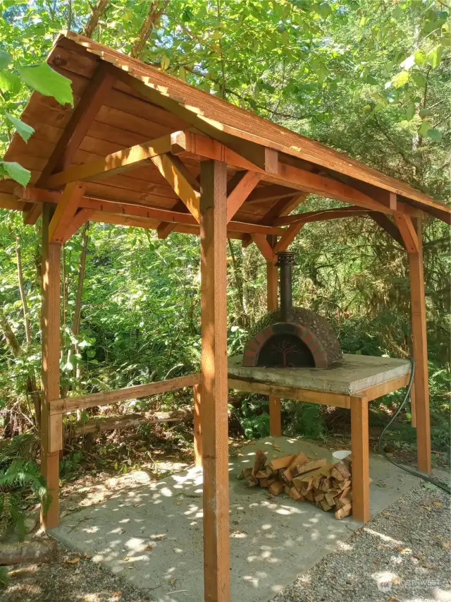 Outdoor oven.Made from wood on property