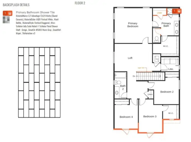 Backsplash Diagram Second Floor