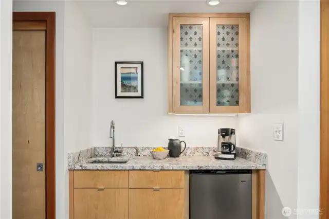 Wet bar in lower level family room