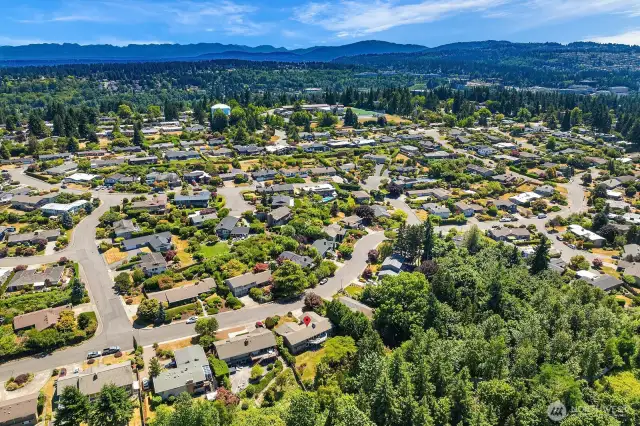 Looking East to Cascade Mountains and Woodridge Elementary nearby
