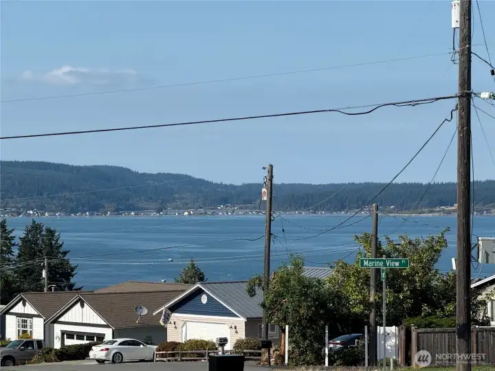 Views of Port Susan, Mount Baker and the Cascades from the front of the house.