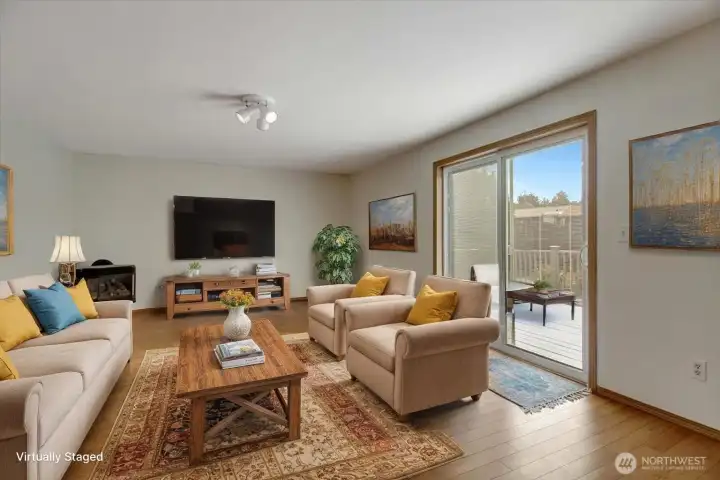 Family room with virtual staging.