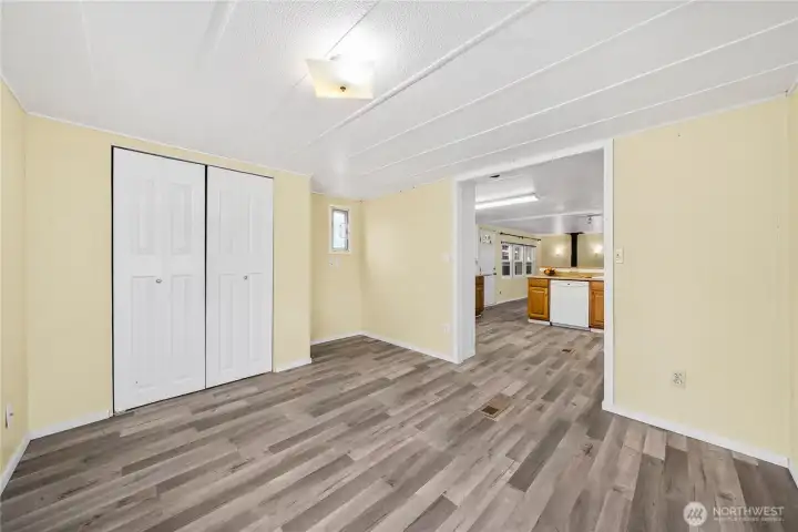 Looking from the office into the kitchen.