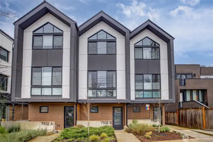 Architectural townhomes with clean lines and contemporary finishes. Private entries. Strong curb presence in a connected, walkable pocket of South Seattle.