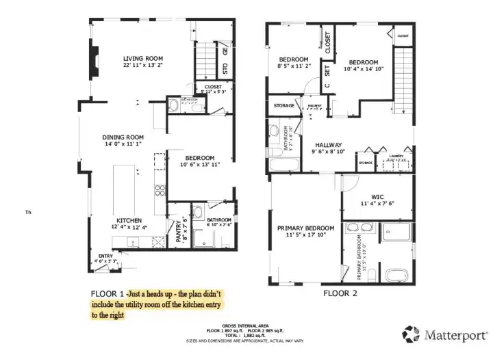 FYI- This illustration of Floor Plan of main did not include yet the utility space off to the righ of kitchen entry