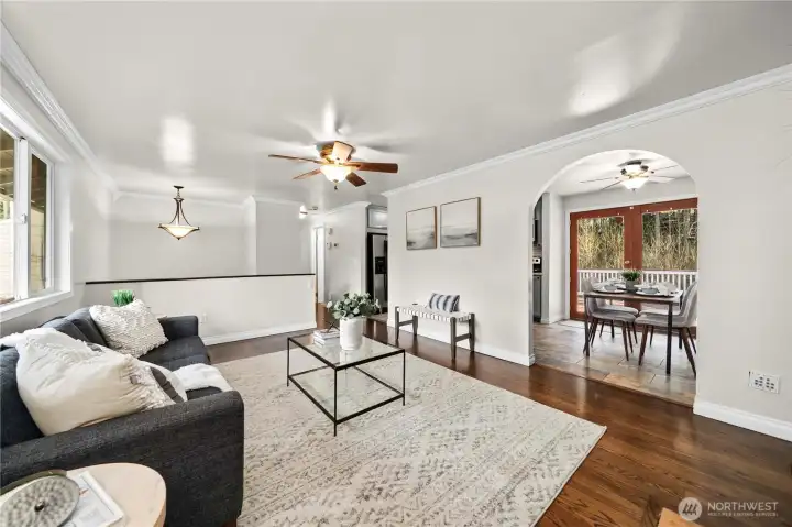 Freshly refinished hardwood floors throughout