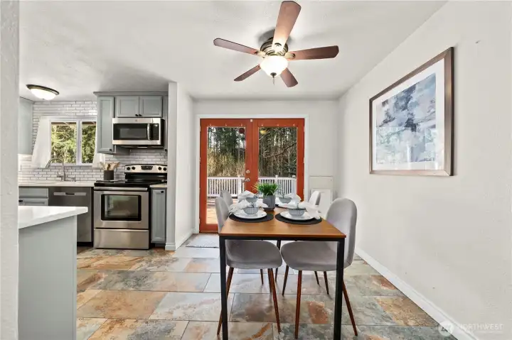 Dinning room opens to huge back deck