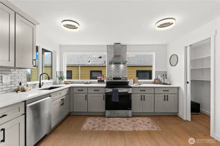 Large walk in pantry provides ample storage along with the brand new cabinets
