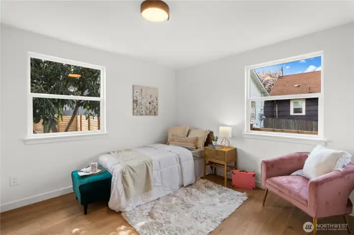 Another completely remodeled bedroom with new windows, new trim, new paint, new closet.