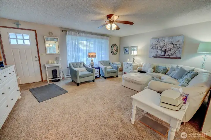 Front door walks you into the bright living room space.