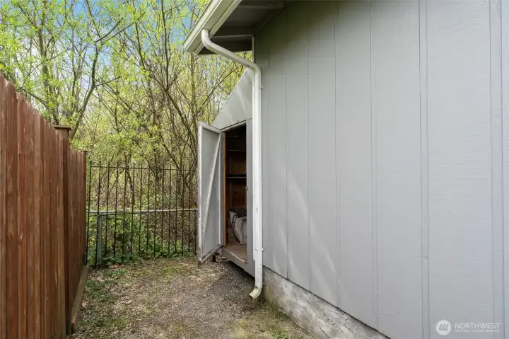 Bonus storage is located behind the garage