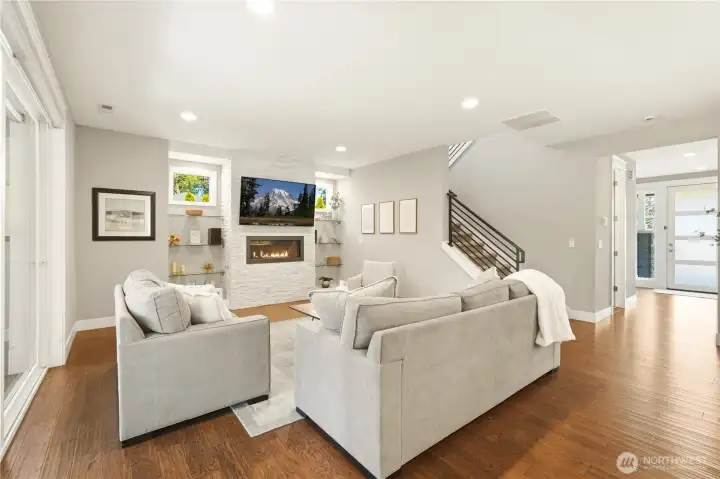 Another view of the living room looking toward the entry.