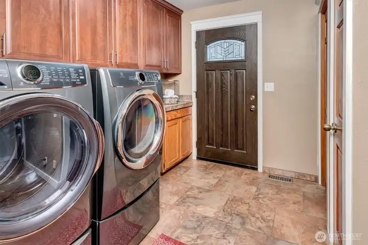 Laundry located right off the backdoor--great when outside chores are especially dirty!