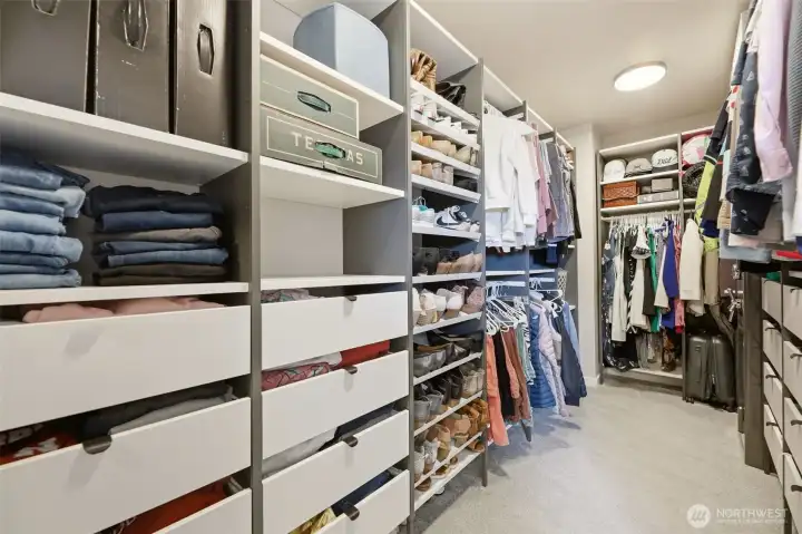 Custom closet system installed in all closets