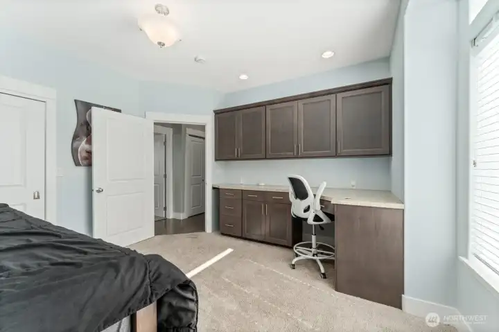 Bedroom 3 with built in desk. Bedroom 3 with built in desk.