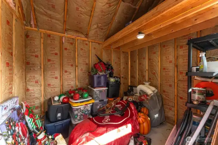 Interior of insulated shed. Interior of insulated shed.