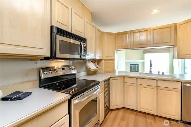 Kitchen with stainless steel appliances