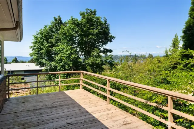View deck off dining and living room with views out to Lake Washington!