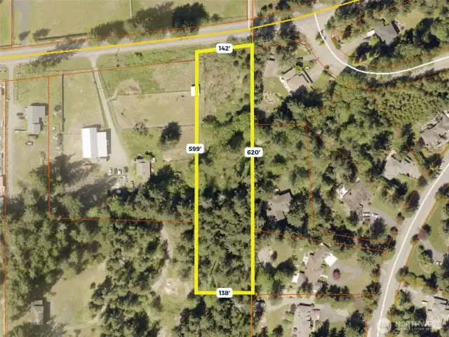 Overhead view with approximate boundaries in yellow.