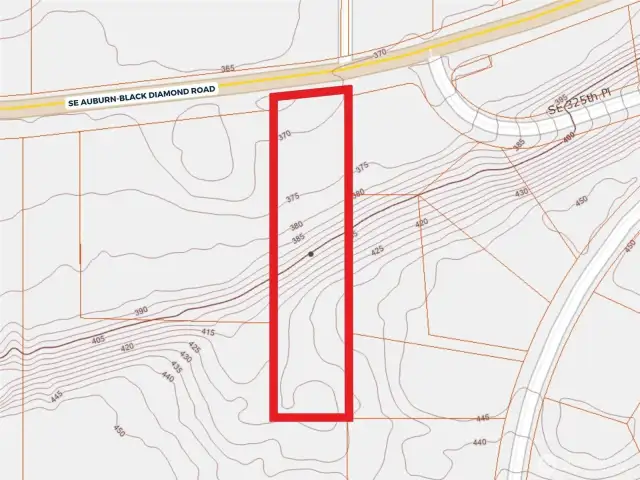 Overhead view with approximate boundaries in red.