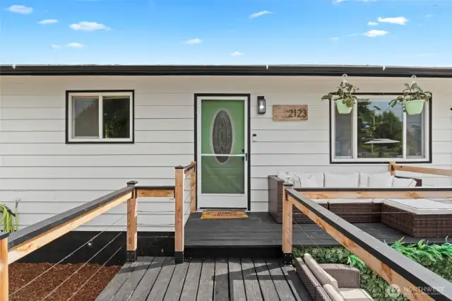 Multi level front decking to front entrance