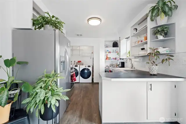 View of kitchen from eating nook
