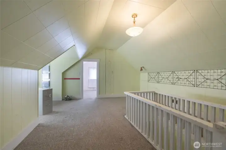 Large upstairs space leads to second bedroom