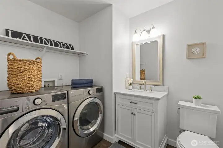 Laundry Room & half bath conveniently located on the main floor