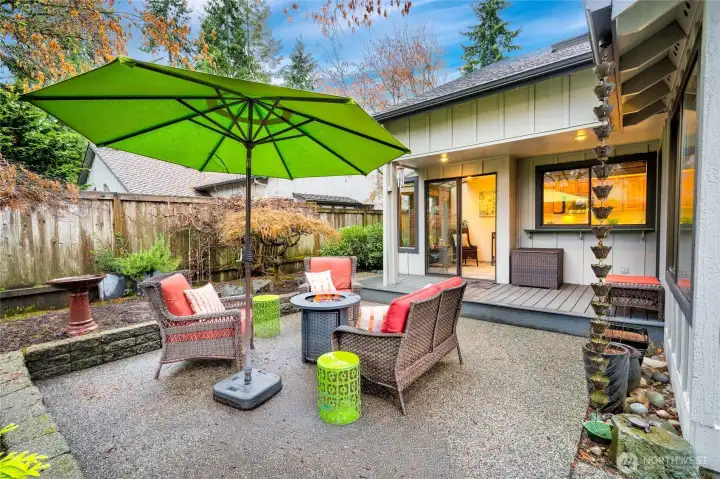 Beautiful rear patio looking back toward the kitchen window.