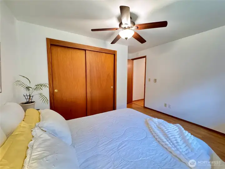 Bedroom #1, beautiful wood closet doors and trim.