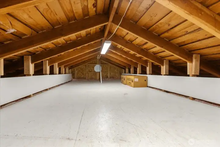 View of the garage attic storage space