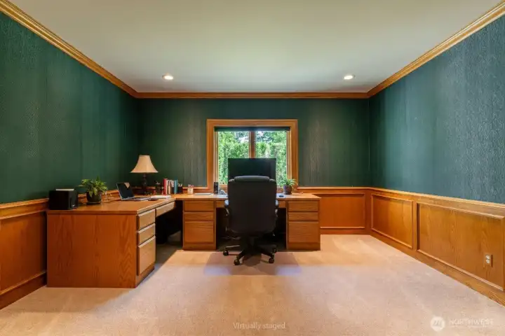 This huge office is perfect for those WFH situations, or turn it into a library. This huge office is perfect for those WFH situations, or turn it into a library.