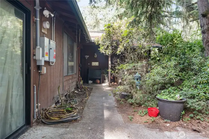 Walk way to the front door entrance.