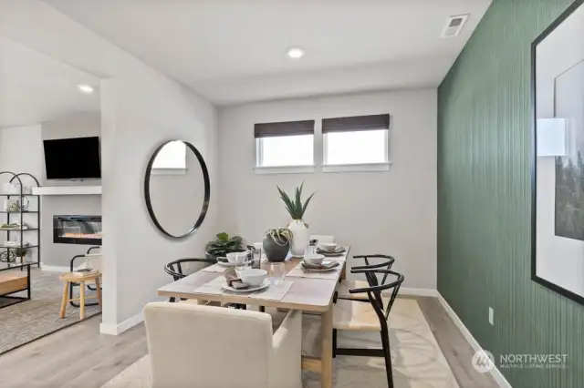 Dining room w/privacy windows brings in natural light. “Photos are for representational purposes only. Colors and options may vary” - the path to happiness