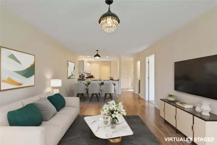Virtually Staged Dining and Living Room.