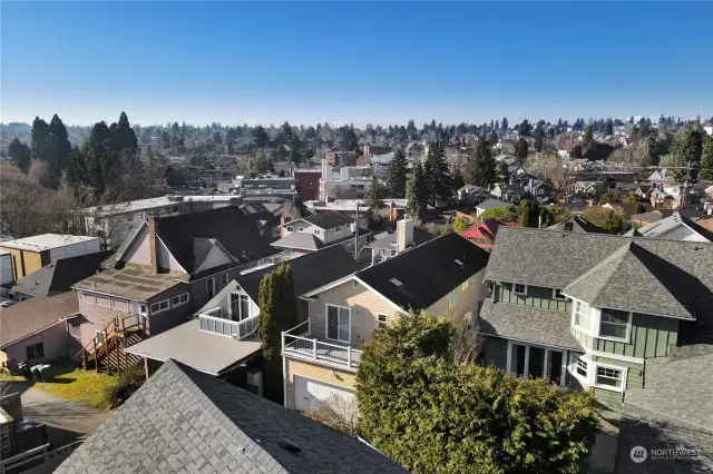 View to the NW from drone hovering just above the roof.