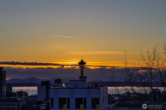 Sunset views from the rooftop deck.