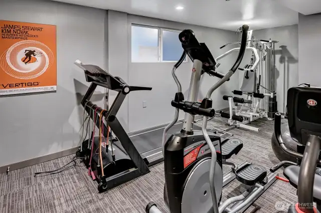 Fitness room in the lower level for building occupants.