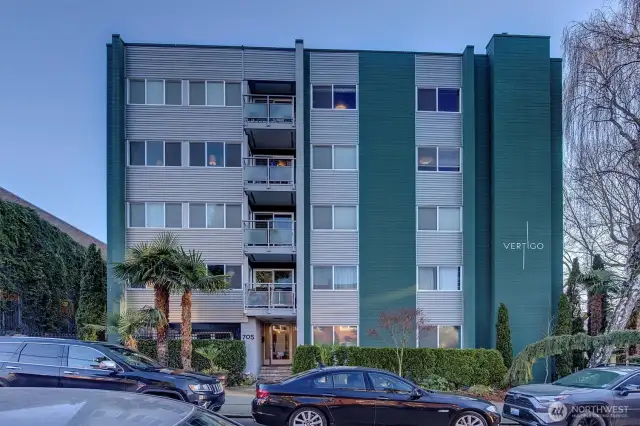 The Vertigo. Updated secure building and well run HOA, pet-friendly and no rental cap make this a smart investment.