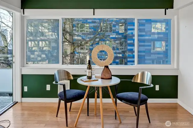Easy open floor plan with plenty of western light.