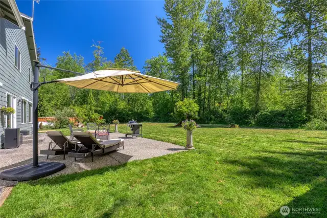 Back yard patio with privacy.