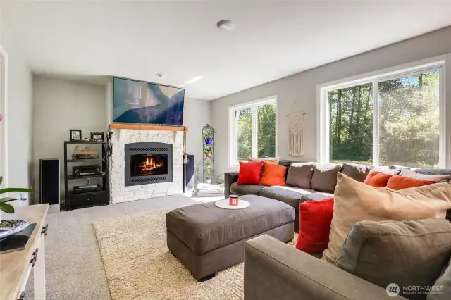 Family room with propane fireplace.