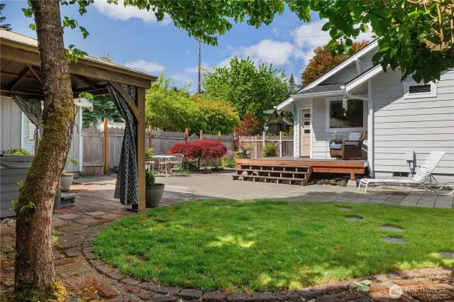 Photos do not do this special space justice.  Extremely private back yard with hot tub and gazebo included.