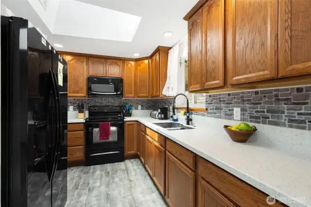 Updated kitchen cabinets and countertops