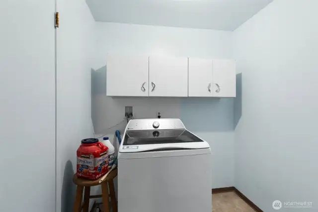Laundry rm area, the dryer is in garage bonus rm but can easily be connected back in laundry rm