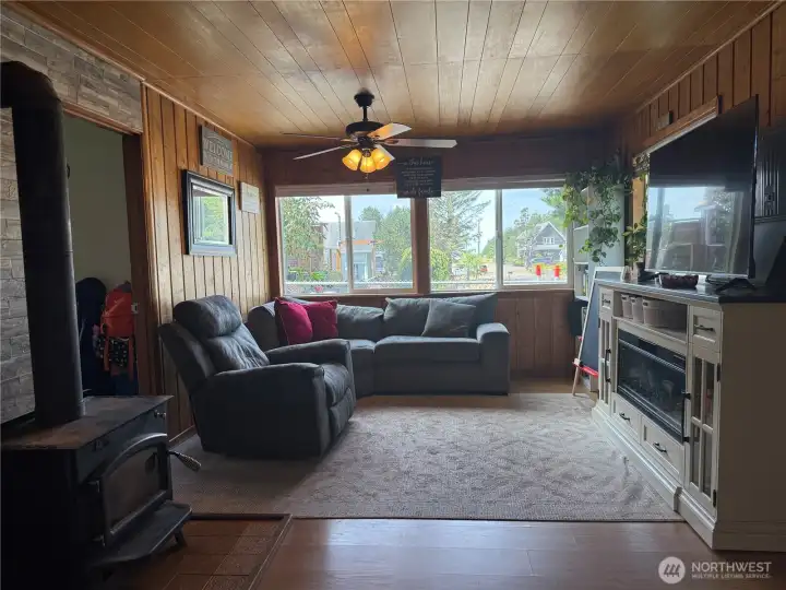 Enjoy the warmth of the wood stove!